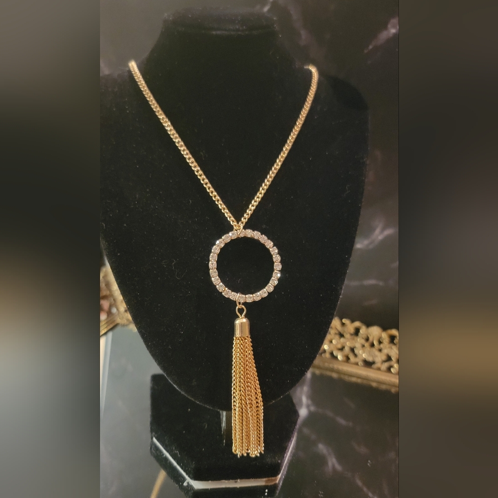 Gold and Silver Circle Tassel Necklace